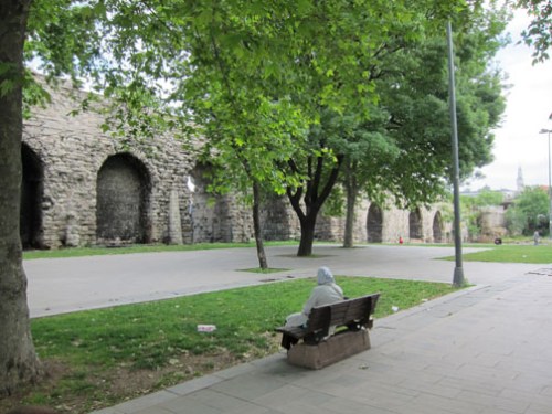 Valens Aqueduct continues through the park