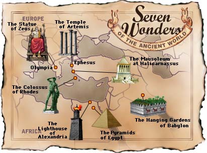Map of 7 Wonders of the Ancient World