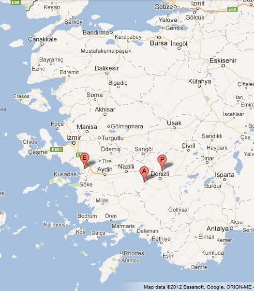 Western Turkey archaeology map