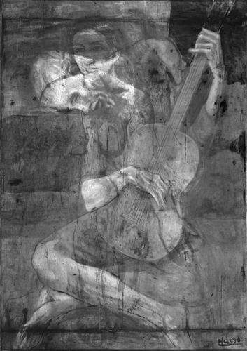 Infrared Reflectogram of The Old Guitarist (Art Institute of Chicago)