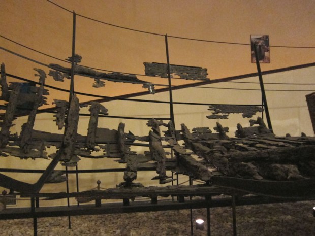 Byzantine wooden wreckage close-up