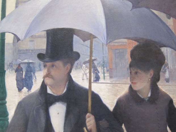 Caillebotte - Paris Street, Rainy Day, detail