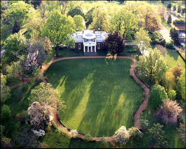 Monticello west lawn and flower walk