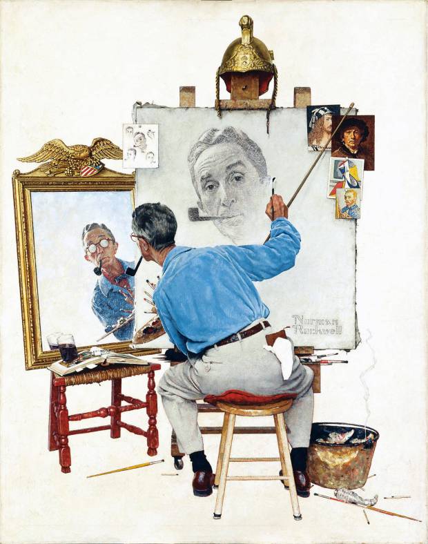 Norman Rockwell Triple Self Portrait 1960