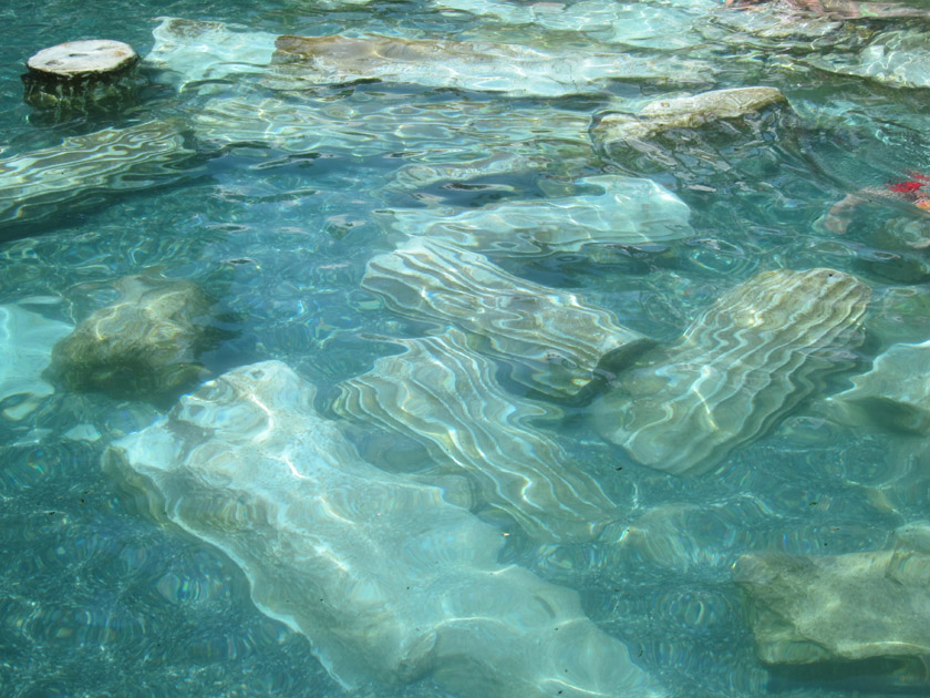 Hierapolis thermal pool, natural spring spa with Roman columns, Pamukkale