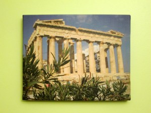 Parthenon canvas print in lime kitchen