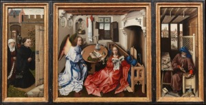 Robert Campin and workshop, "Annunciation Triptych (Merode Altarpiece)", 1427–32 (Photo: The Cloisters Collection)