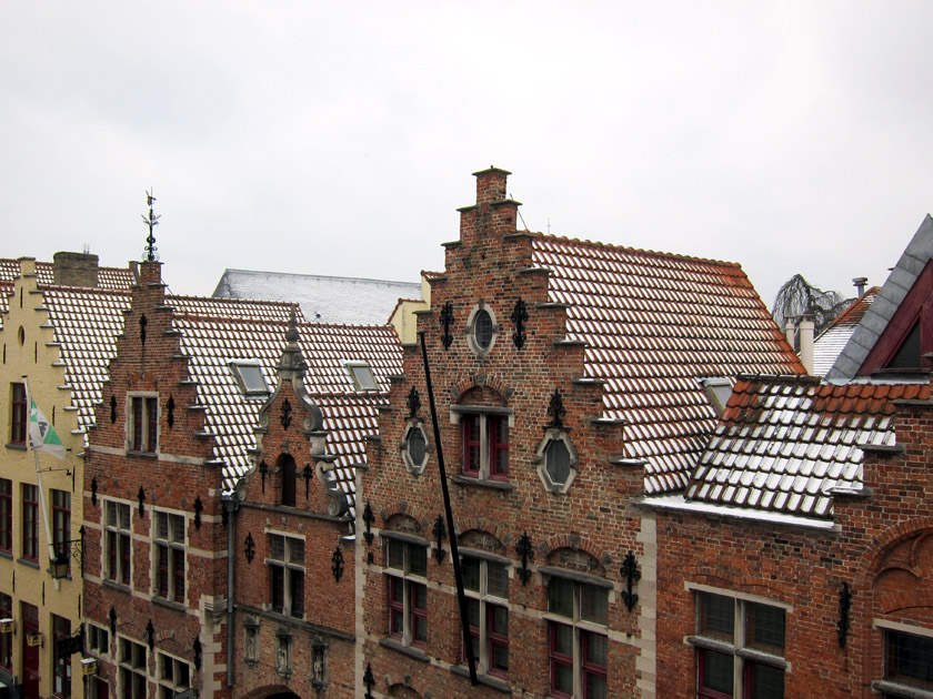 Bruges skyline with snow