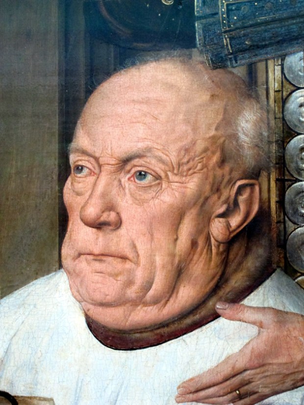Close up of Canon Peale from Jan van Eyck's "The Madonna and Child with Canon van der Paele"