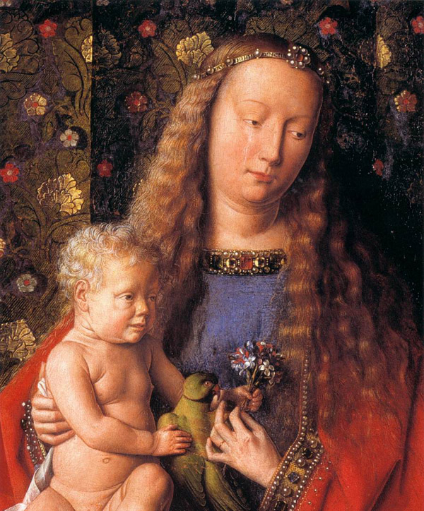 Close up of the Virgin and Child from Jan van Eyck's "Madonna with Canon van der Paele"