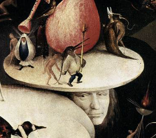 self-portrait of Hieronymus Bosch in "The Garden of Earthly Delights"