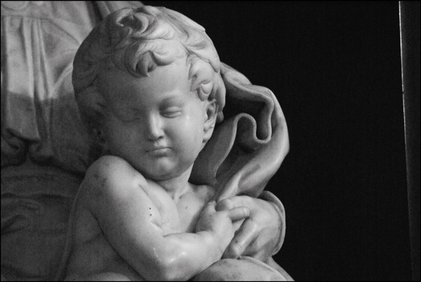 Close up of Jesus from Michelangelo's Madonna of Bruges