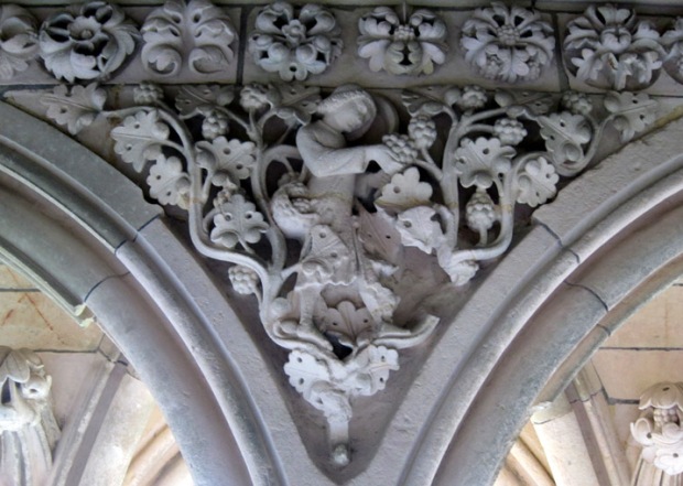 vineyard carving, monastery, Mont Saint Michel