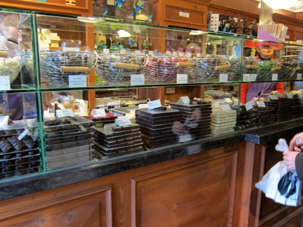 Truffle counter at The Chocolate Line, Bruges
