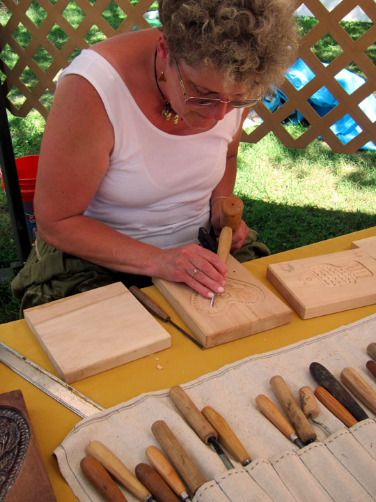 These finely carved wooden blocks are used to mold gingerbread cookies.