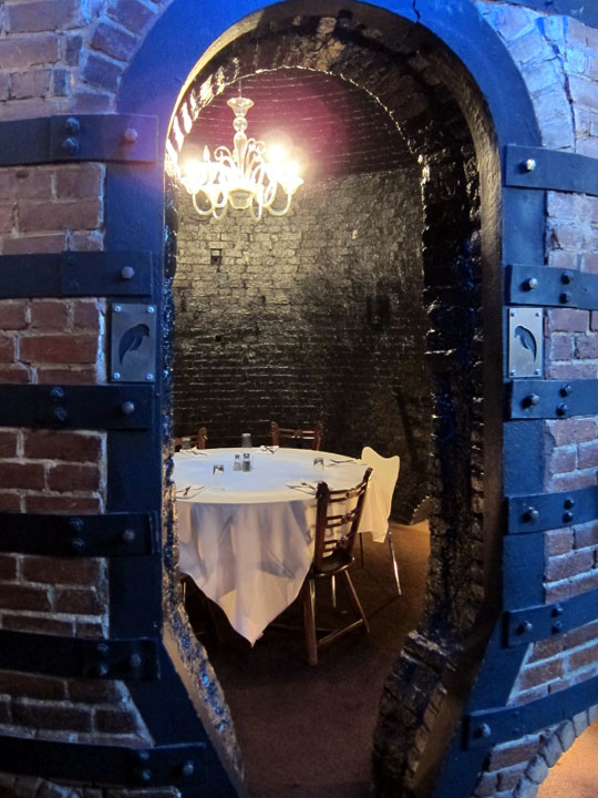An elegant dining room in a former Rookwood pottery kiln.