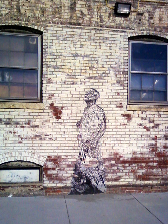 "The Professor" - pasted paper street art in Cambridge, MA
