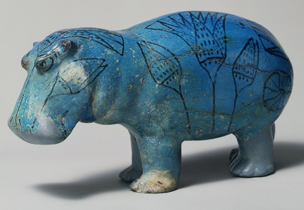 Blue Hippopotamus at the Metropolitan Museum of Art, blue faience
