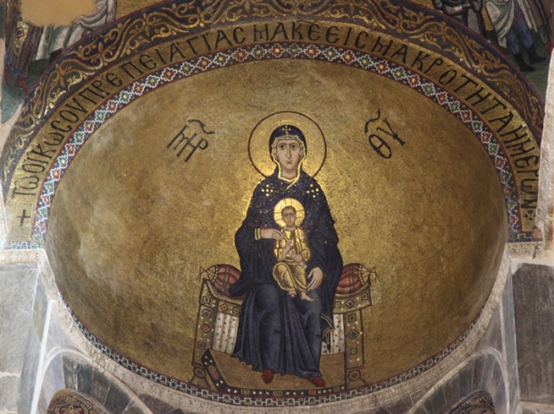 Madonna and child from the altar hemicircular dome.