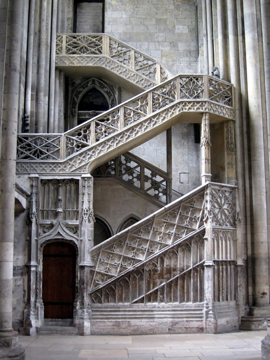 The 15th century Library staircase designed by Guillaume Pontis.