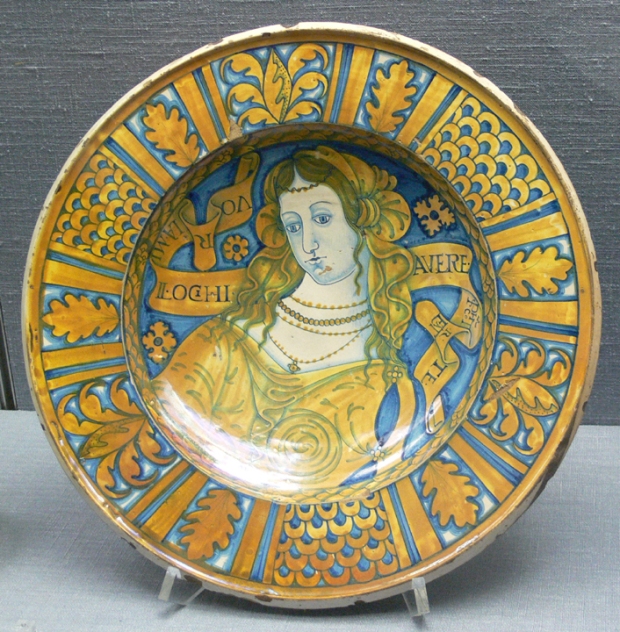 italy lady plate, historic deruta