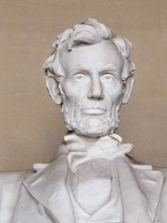 Close up of the Lincoln Memorial face