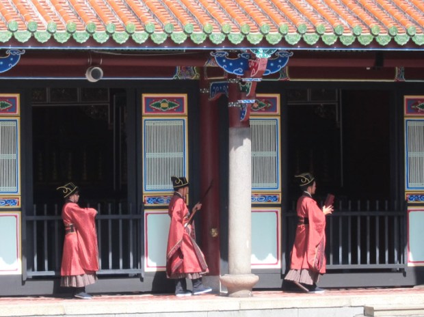 Nuns processing through the Taipei Confucius Temple.