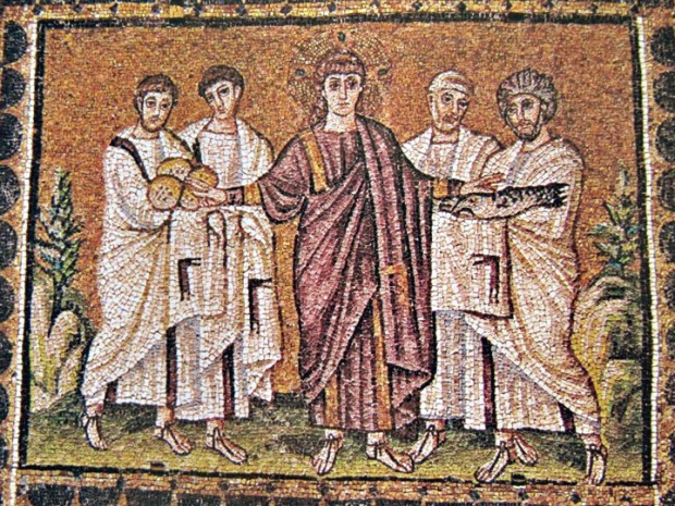 Miracle of the Loaves and Fishes from Sant'Apollinare Nuovo, Ravenna. 