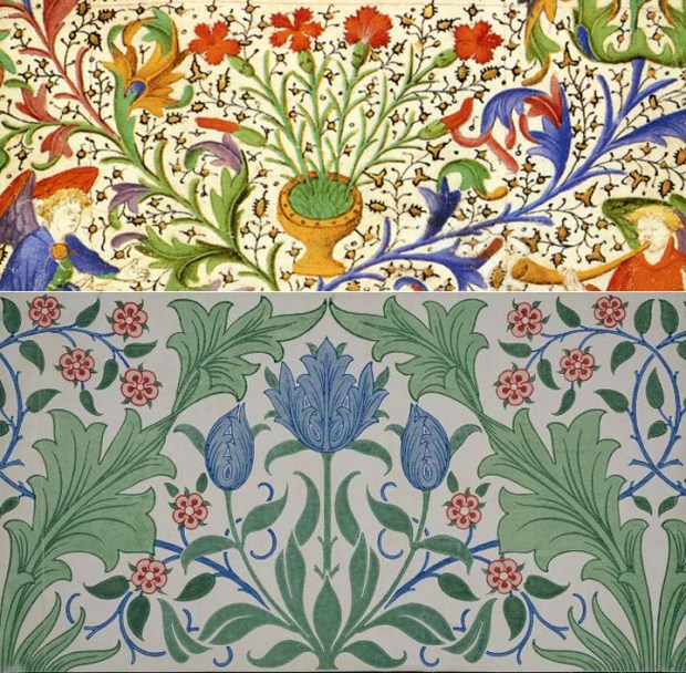 medieval design compared to william morris, Arts & Crafts