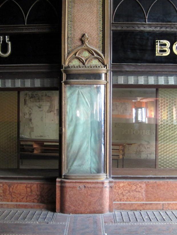 An empty display case and empty shop