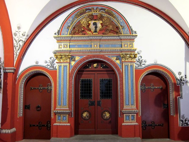 Back portico lobby doors