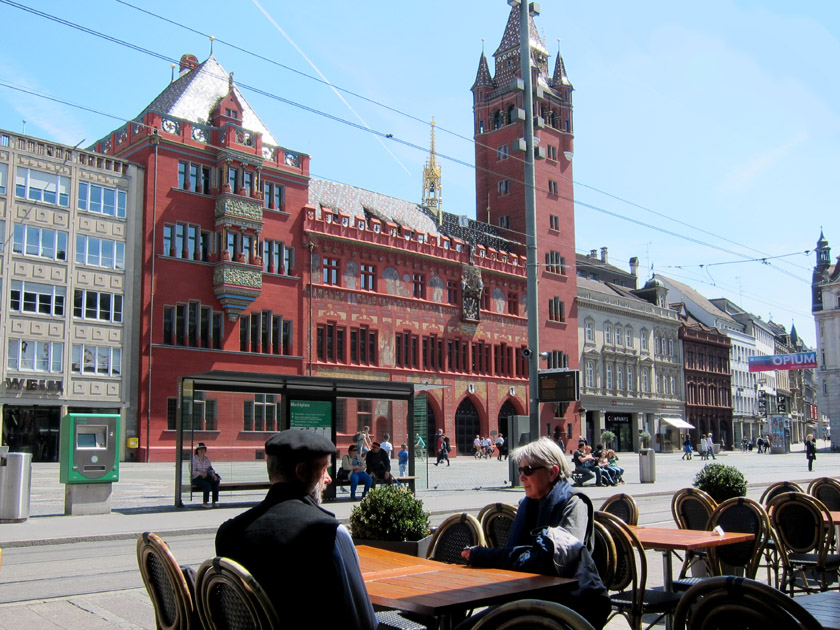 Basel Town Hall, or Rathaus, and Marktplatz