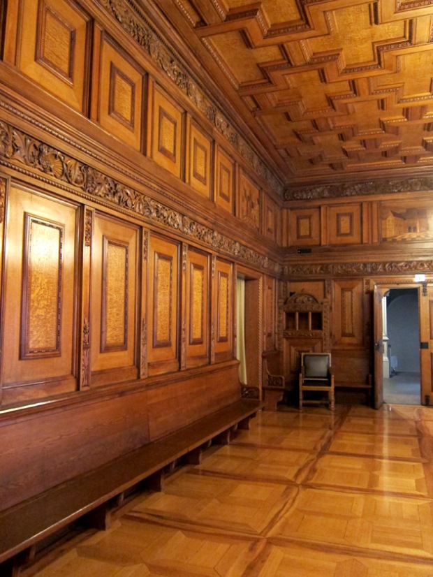 Wood paneled reception hall, Basel, Switzerland