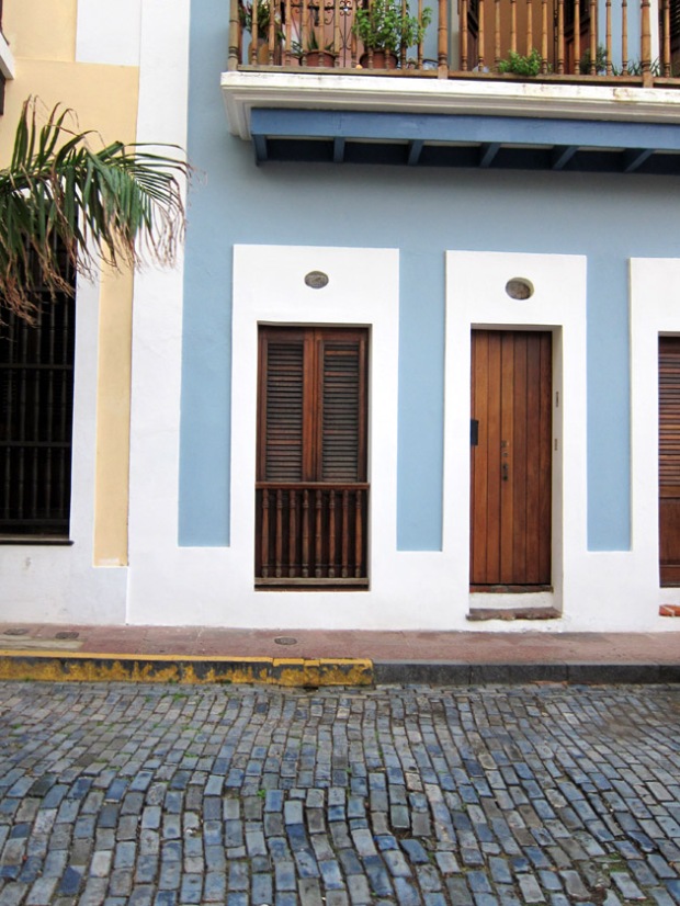 colorful house and blue tile street old San Juan